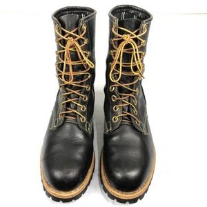 EUC Georgia Logger 8'' Black Leather Steel Toe Work Boots